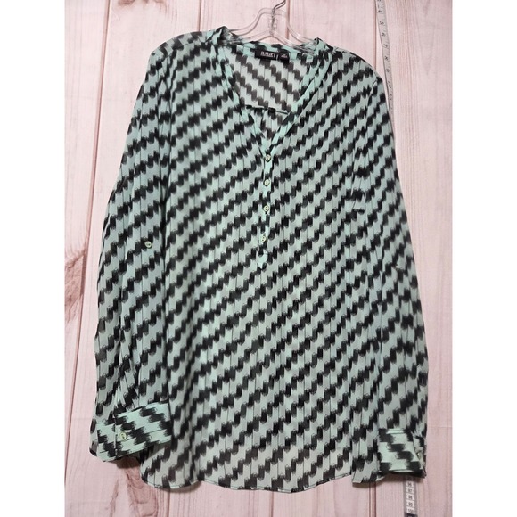 Ana A New Approach Womens 3X Button-Up Long Sleeve Semi-Sheer Chiffon Top - Picture 1 of 8